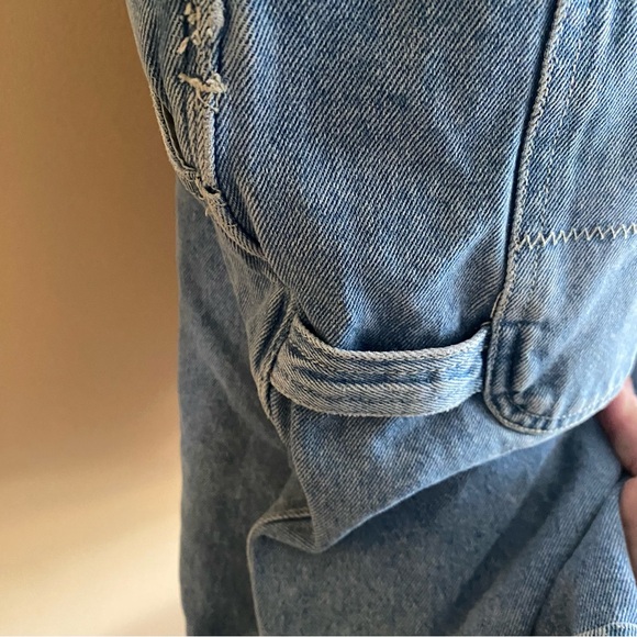 Y2K Basic Concepts Blue Denim Short Bib Carpenter Overalls Woman Large Coquette - Picture 7 of 15